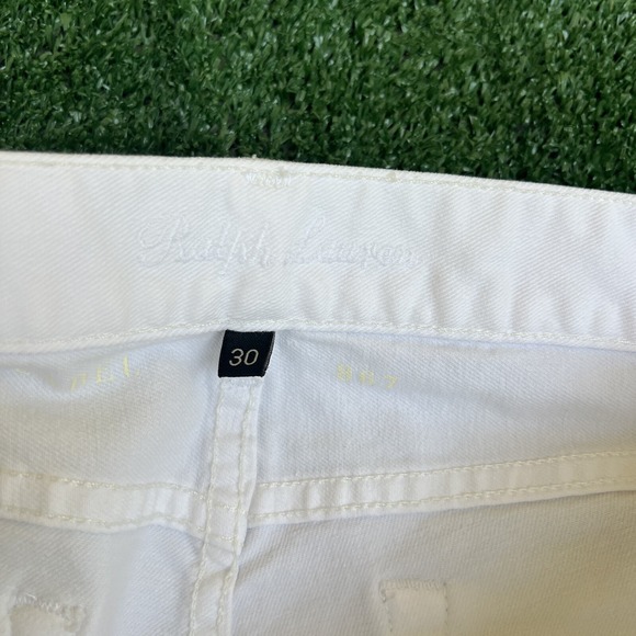 VTG Ralph Lauren Jeans Womens 32x31 White Black Label Flared USA Gold Pony Y2K - Picture 9 of 16